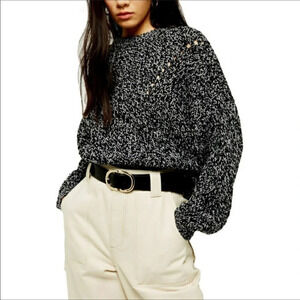 TopShop Chunky Pointelle Knit Sweater Marled Top